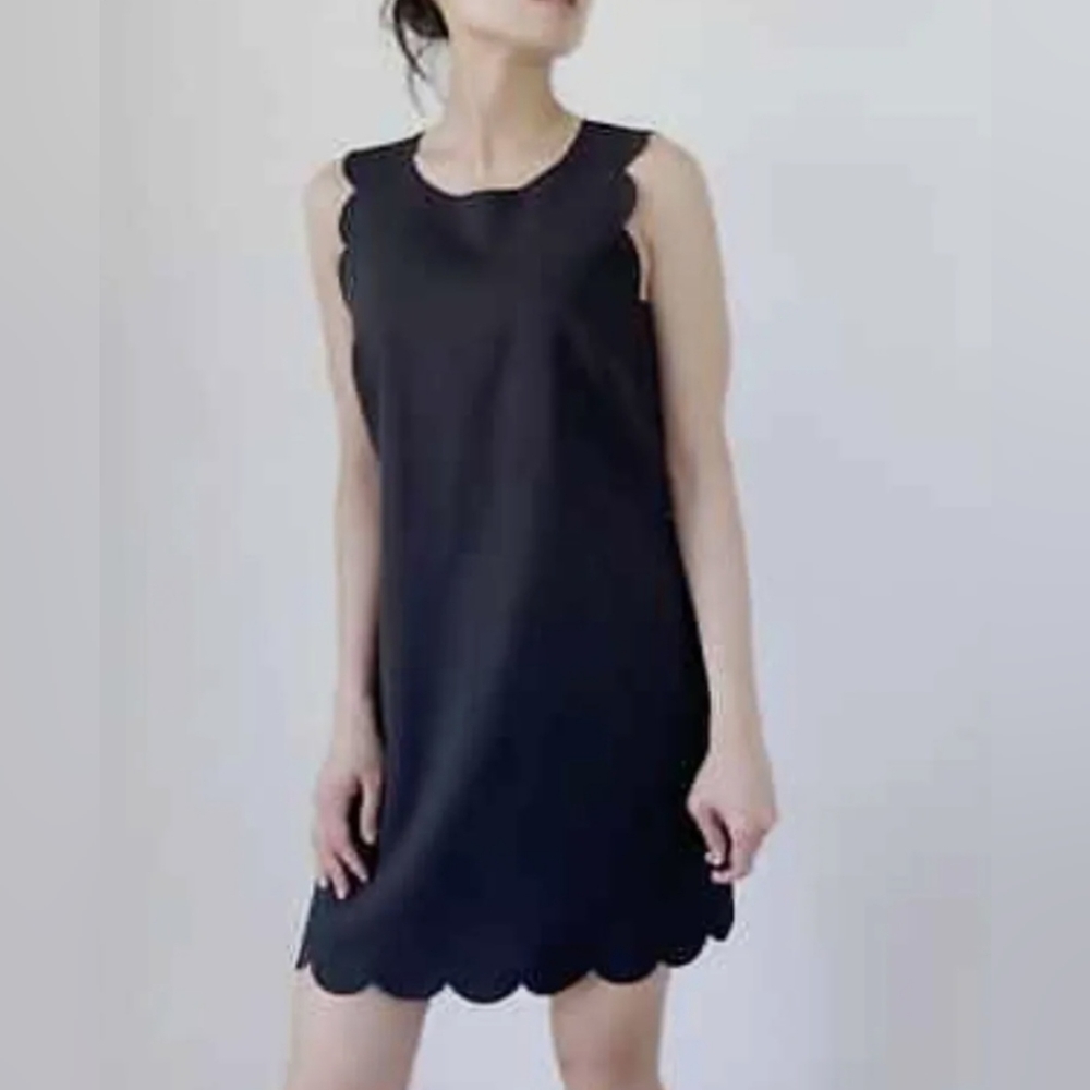 J. Crew Black Scalloped Dress Size 10 NWT